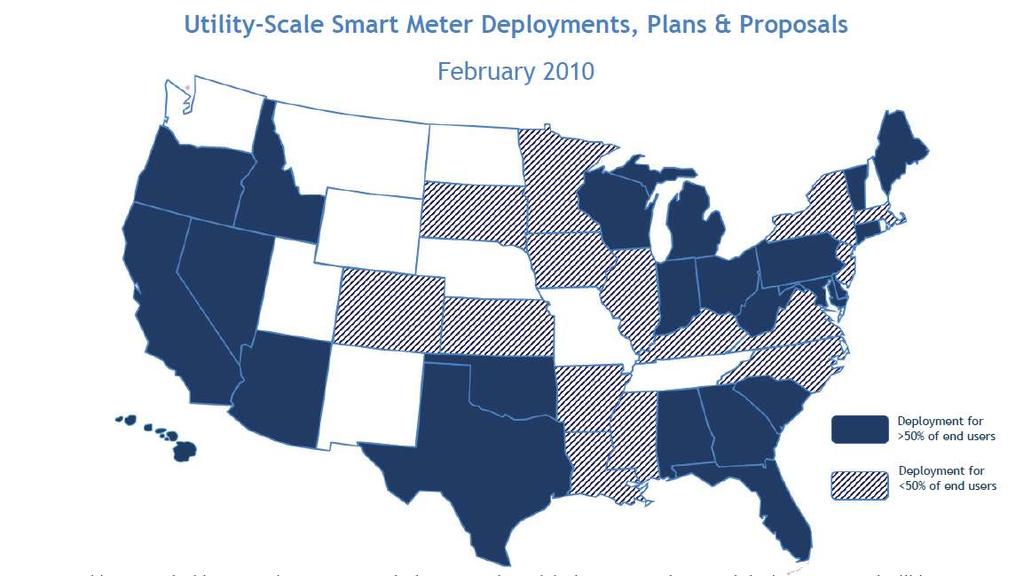 AMI Penetration will reach 25% within a few years Across the U.S.: 16.5M Installed Smart Meters (incl. gas) 34.2M Approved Smart Meters (incl. gas) 150M U.S. Electric Meters 38.