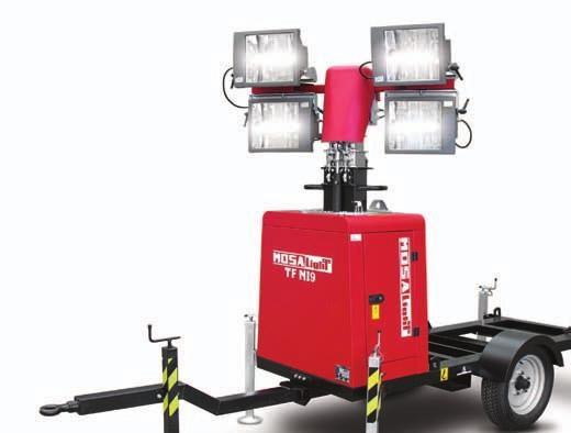 LIGHTING KIT HYDRAULIC LIFTING WITHOUT GENERATING SET ALSO AVAILABLE WITH LED TF NI9 J-4X00 CHARACTERISTICS 9m zinc plated telescopic mast Hydraulic raise/lower 340 degrees manual rotation of the