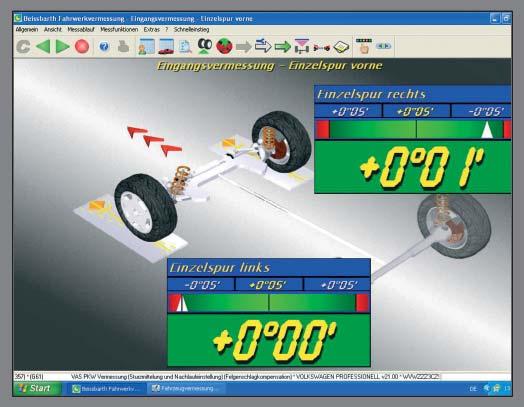 Wheel Alignment Initial Measurement The initial measurement should be carried out with the following basic steps: Set wheels to straight-ahead Align spirit level on sensors Measure the rear axle