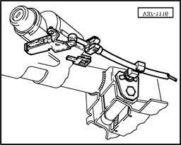 Shift mechanism, servicing Page 24 of 25 37-24 - Route locking cable along steering column. - Adjust locking cable on cable anchorage of selector lever page 37-25. - Install center console.