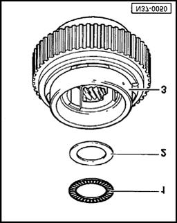 Transmission, disassembling and assembling Page 22 of 60 37-68 - Install washer and axial needle