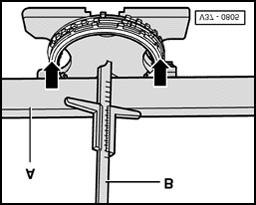 Transmission, disassembling and assembling Page 45 of 60 37-91 Calculating plate set height "m": - Place straightedge "A" on thrust plate.