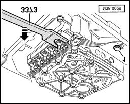 Valve body, removing and installing Page 8 of 9 38-29 Valve body conductor strip with transmission fluid temperature sensor, removing and installing If necessary, the conductor strip can be replaced