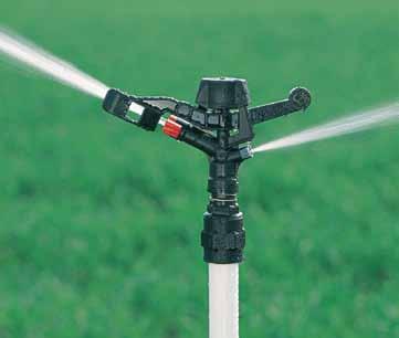 5035 G Overhead sprinklers lastic impact sprinkler 1 female Applications: general field use with solid-set irrigation systems High water distribution with spacing up to 22m -coded bayonet nozzle for