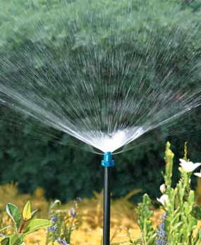 Micro Spray Jets: Winged Two piece jets with precise watering patterns. Winged base for easy hand installation. Effective performance at low pressure (100 kpa). Nine optional spray patterns.