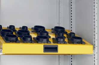 space, no additional space required above the platform in the cupboard to retrieve tools Suitable for cubio system cupboards of width 800 x depth 525 mm Load capacity: 80 kg Colour: traffic yellow