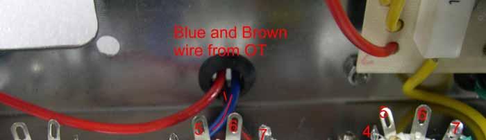 Connect the Blue wire from the primary of