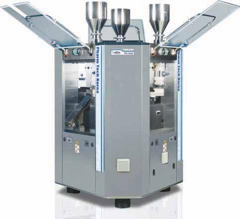 Durable tabletting machine PR-3000 Series The PR-3000 Series Rotary tablet press, is designed especially for symmetry, with its space saving octagon shape.