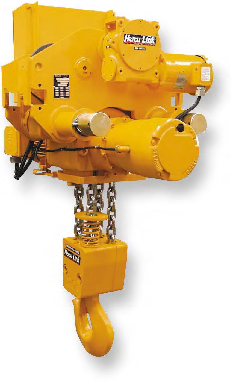 Hercu-Link Hook and Trolley Mount Electric Hoists 5-50 tons Ingersoll Rand Hercu-Link Trolley-Mount Hoists feature the same rugged and compact design as hook mount models.