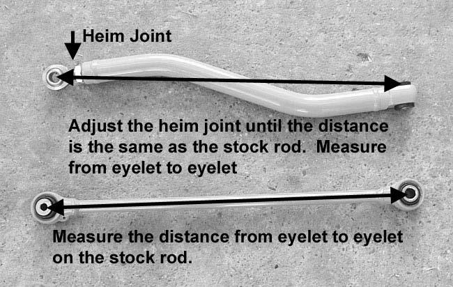 8. Set the distance on the new rod by adjusting the heim joint