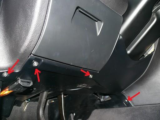 However at the beginning, remove the cover in the car under the steering column.