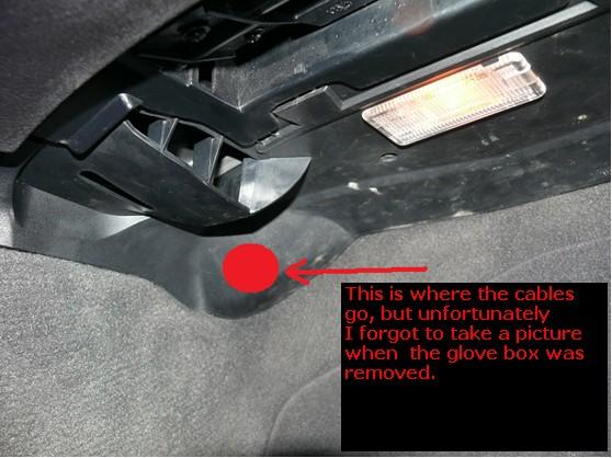 After removing the glove box you can drag the 4 wires from the cruise control.