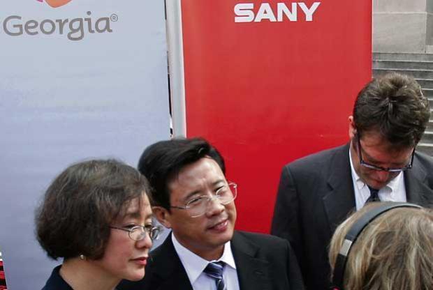 Wind Sany founder Liang Wengen at the announcement of the company's first manufacturing plant in the US.