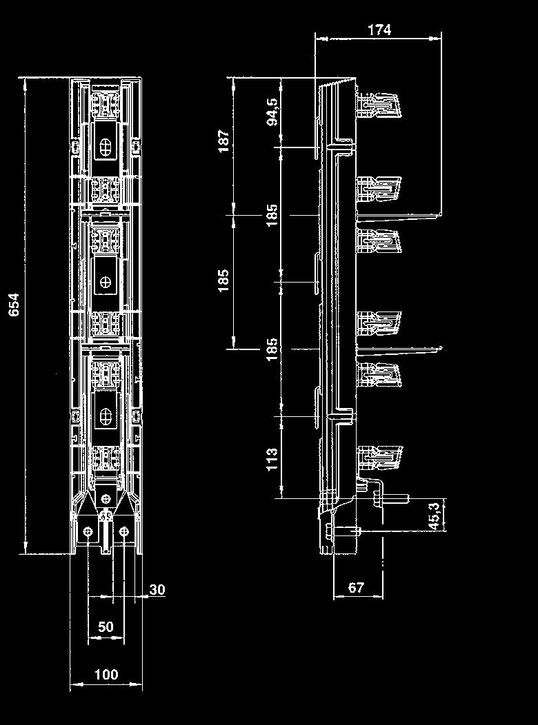LV-SWITCHING DEVICES / NH-SCHALTGERÄTE 1 Vertical 415 design fuse rails TRIVER