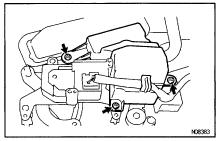 AC101 AIR MIX SERVOMOTOR REMOVAL 1. REMOVE INSTRUMENT PANEL (See page BO45) 2. REMOVE AIR MIX SERVOMOTOR (a) Remove the defroster duct.