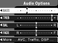 Entertainment Systems 3. Select BASS, TREB (Treble), BAL (Balance) or FADE. The bass adjust allows you to increase or decrease the audio system s bass output.