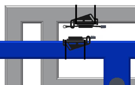 Figure 12: Roll Sensor Mounting on a Center Pivot Suspended Boom 2. Ensure the roll sensors are relatively level when the sprayer boom and chassis are level. 3.