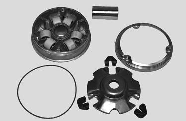 - Remove the belt, - Take out the drive pulley assembly (variator), Warning : Do not discard any stacking component, or reduce any