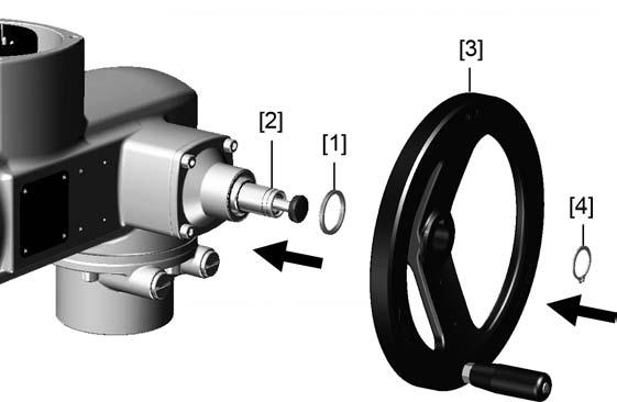 SEMExC 01.1 Assembly 4. Assembly 4.1. Mounting position AUMA actuators and actuator controls can be operated without restriction in any mounting position. 4.2. Handwheel fitting Figure 7: Handwheel 4.