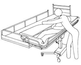 Figure 16 - Lift and Secure Side Rails 8) Raise the stretcher, using pedal on the hydraulic trolley, or on the battery-operated trolley use the right arrow symbol.