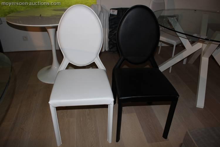 78 2 leather dining chairs, color: black, 2 leather dining