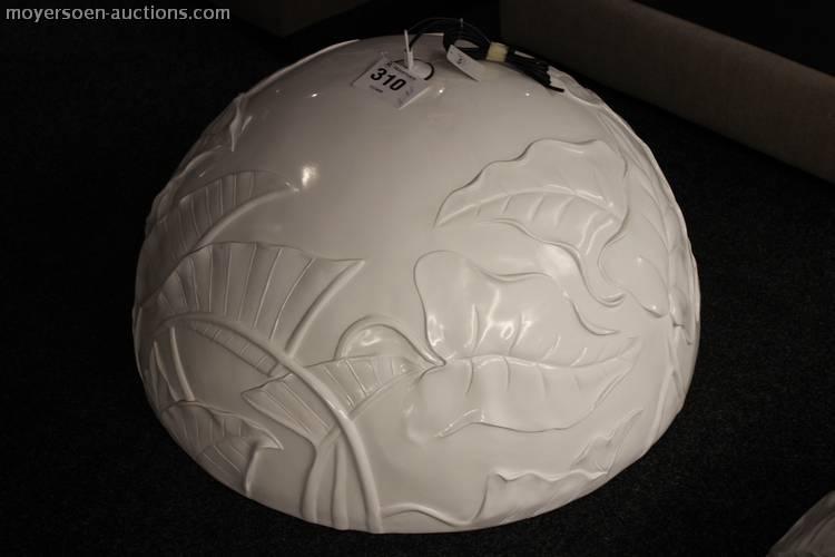 310 1 Design lamp NOW'S HOME MODERNO, color: white with leaf pattern, size approx: D900 x H500mm, WFP: