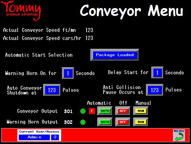 TOMMY PREMIUM ADVANTAGE - INSTALLATION GUIDE PROGRAMMING MANUAL TPA 3046.1 PAGE 23 5.3.2c Conveyor Setup Menu Conventional Conveyor Setup Help 1.