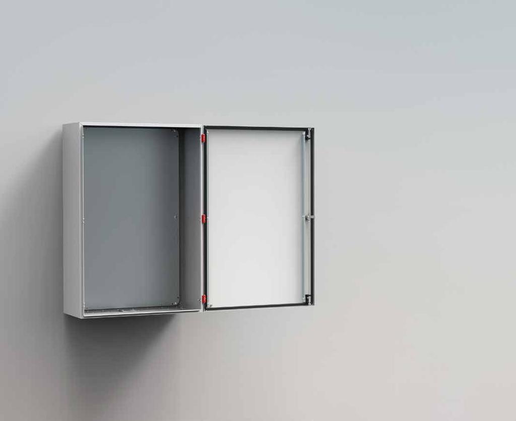 Wall Mounted Enclosures 02 New 180º hinges Wall Mounted Enclosures 2017 Die cast manufacturing which improves the aesthetics; Easier and faster assembly; Machining is not required.