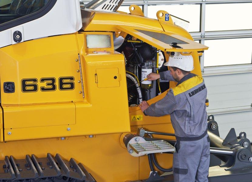 Maintainability Simple maintenance and an extensive service network Thanks to their minimal maintenance requirements, Liebherr crawler loaders make a reliable