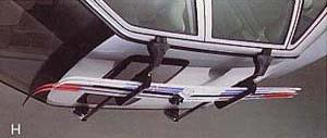 Lockable Ski Holders Holds three pairs of skis per adapter, two adapters per car. Also available: an adapter that holds four pairs of skis. Mounts on load bars or Euro Roof Rails with cross bars.