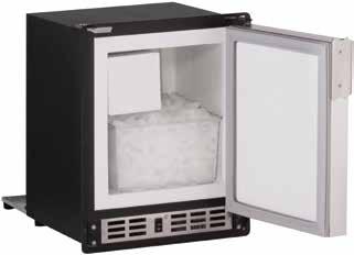 SP18FC 15 Marine Crescent Ice Maker Marine Series FEATURES & BENEFITS PERFORMANCE Uses less than 3 gallons (11,4 litres) of water to produce up to 23 lb (10,4 kg) of ice per day Up to 12 lb (5,4 kg)