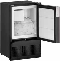 BI95FC 14 Marine Crescent Ice Maker Marine Series FEATURES & BENEFITS PERFORMANCE Uses less than 3 gallons (11,4 litres) of water to produce up to 23 lb (10,4 kg) of ice per day Up to 12 lb (5,4 kg)