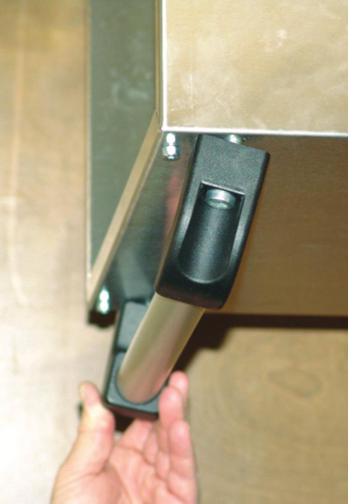 Tighten each of cap screws using the 8mm hex key until the handle assembly is secured against the cabinet surface and all space between parts is eliminated. Figure 4: Tightening screws 2.