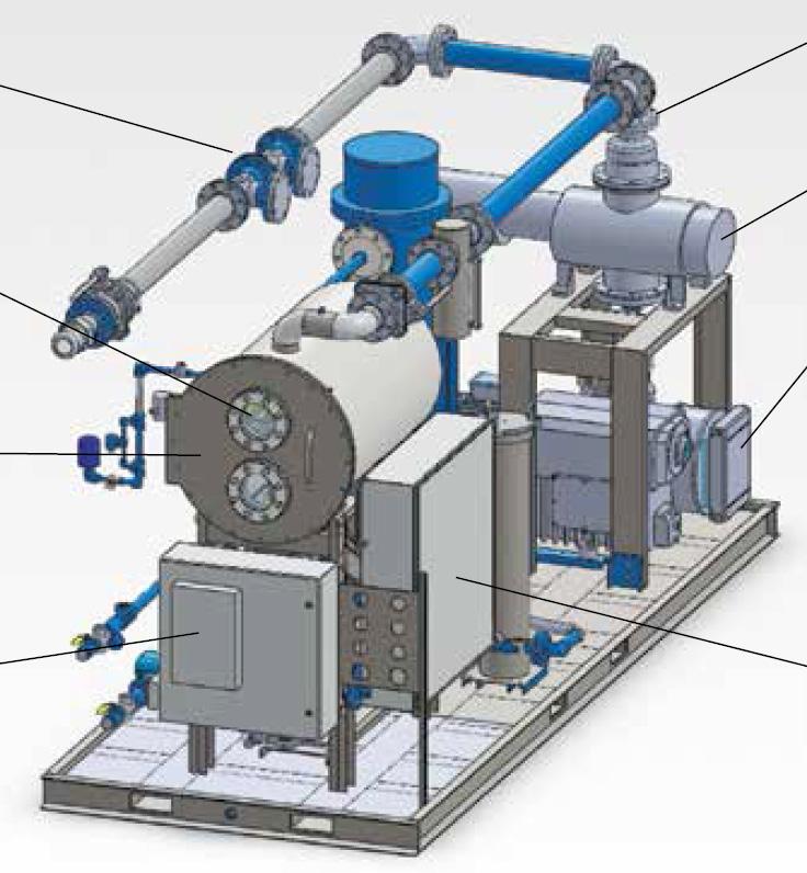 High Vacuum Transformer Oil Purification System Re-circulates oil inside of a de-energised transformer or in a tanker truck to remove water, entrained gases and particulate contamination.