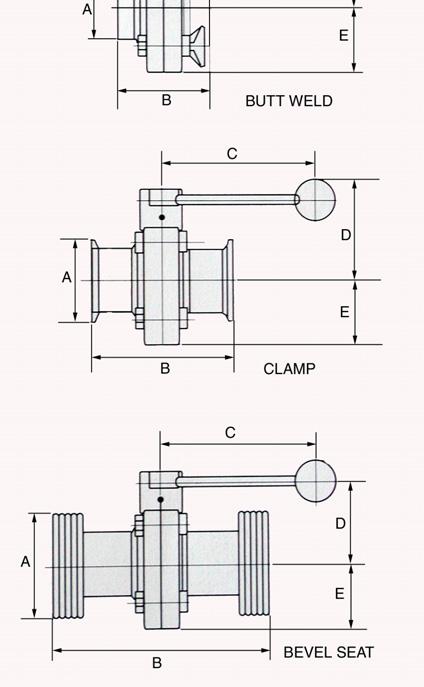 STC Valve Technical Data Size: 1/2" to 4" Model: VBS01 SPECIFICATIONS Connection Options: Butt weld, Clamp, or Male Thread, Female Ends (RJT, IDF, DIN, SMS).