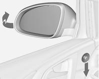 Reposition the mirror by applying slight pressure to the mirror housing. Turn control to 0, then push the control down. Both exterior mirrors will fold.