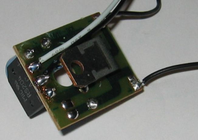 6) Next prepare a wire to connect the Mini Commander to the power board. This wire should be cut to about 3.75 long and will attach to the center two (2) pins on the bridge rectifier.