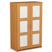 WARDROBE WITH FROSTED PANES DARAR-101S W: 18 OR 24" 1-DOOR, 3-DRAWER & 3-OPEN-SHELF WARDROBE