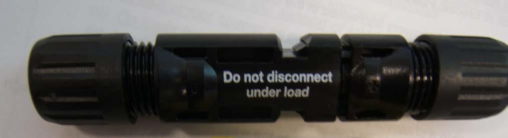 -4-0 Ontario Electrical Safety Code - Bulletins Photo B3 Example of a PV wire connector Attachment plugs may not be rated for interrupting the current and be marked with a warning indicating that