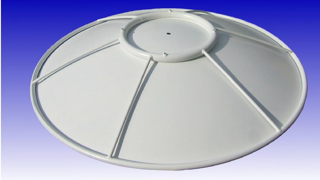 1.8m x 755mm fl reinforced reflector Featuring an oversized reinforcing rim, welded mounting bosses and radial bracing bars, this reflector is designed to cope with harsh conditions and high wind
