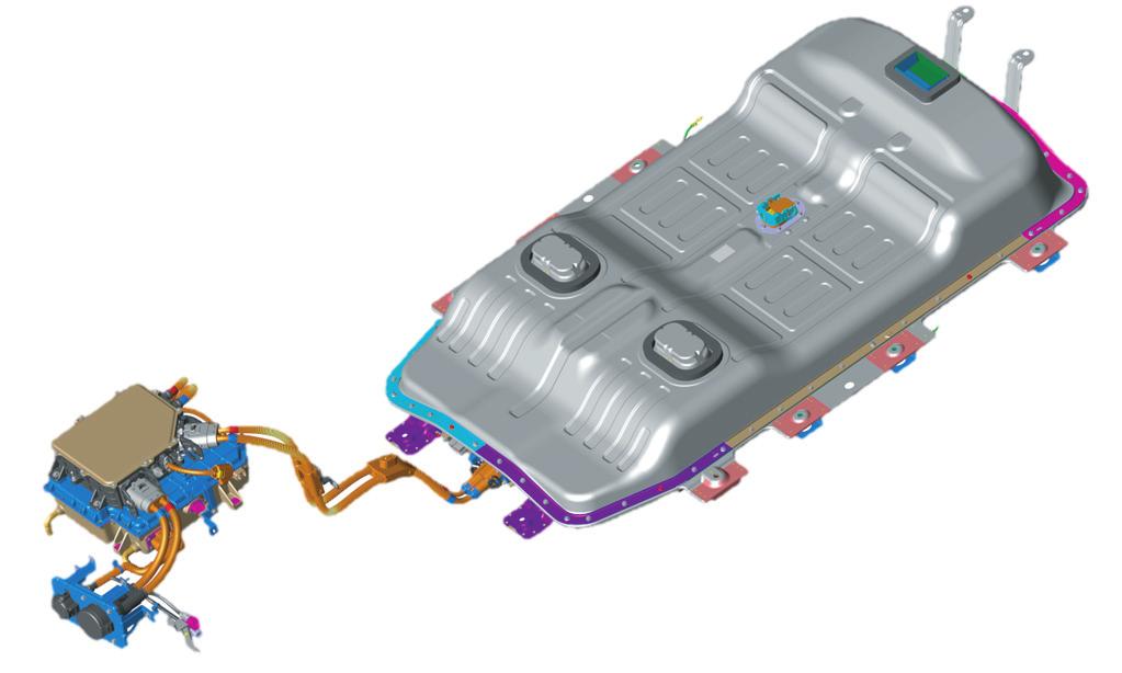 The presence of orange cables under the hood, on the under-floor battery compartment, or orange shielding under the car, identifies the vehicle as a electric vehicle.