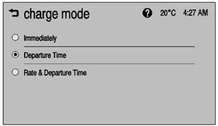 Departure Time: The vehicle estimates the charging start time considering the programmed departure time for the current day of the week.