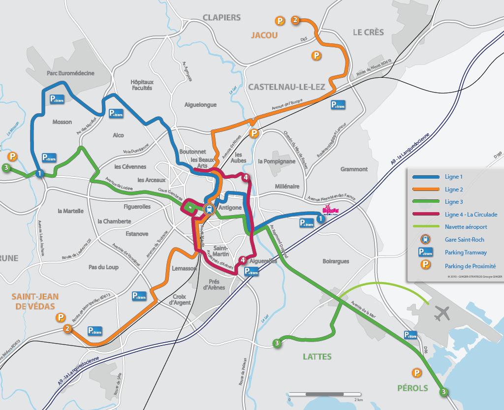 THE CREATION OF A 4 TRAM LINES NETWORK IN 15 YEARS 55 kms, 1.