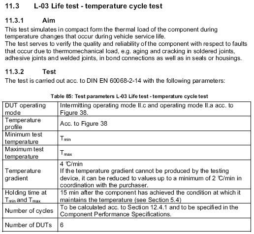Example of VALIDATION Life Test Service life test: Power Thermal Cycle Endurance