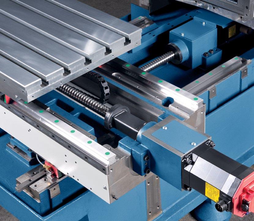 TABLE, BALLSCREWS AND GUIDES Ballscrews Hardened and ground with pre-loaded nuts provide high rigidity and high accuracy on positioning and repeatability of axes.