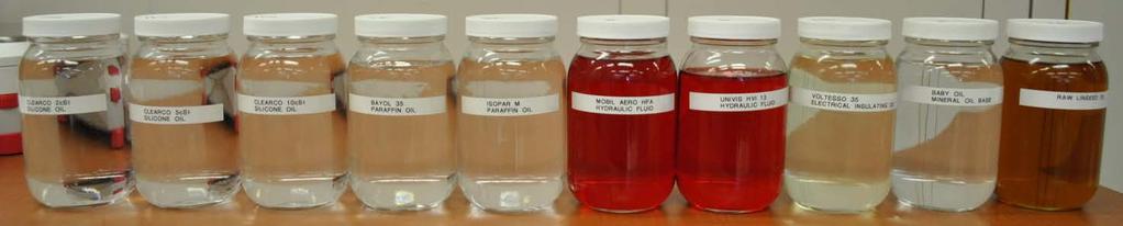Precipitation Gauge Oil Comparison Test Samples Oil Samples 1 Clearco silicone oil, 2 mm 2 /s 2 Clearco silicone oil, 5 mm 2 /s 3 Clearco silicone oil, 10 mm 2 /s 4 Bayol 35 (isoparaffinic