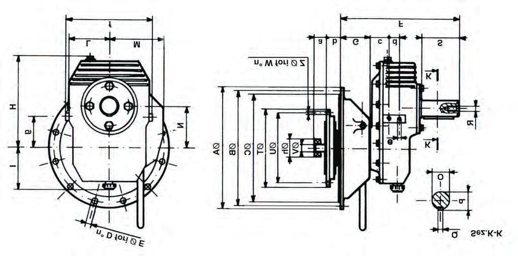 Gearboxes RM...BD SPEED REDUCING (INCREASING) GEARBOXES Installation Drawing Gearbox type FLYWEEL SIZE HOUSING SAE F G H I L M N O P Q R RM 20.
