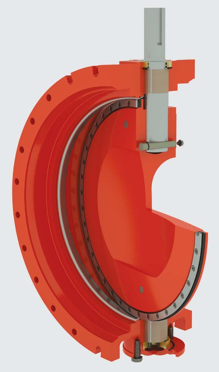 BEARINGS Generously sized, stainless steel backed, Teflon bearings provided on operator and thrust ends are self-lubricated, providing low friction support for the life of the valve.