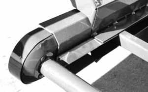 Move roller (C) to bracket (D). Adjust so roller (C) is perpendicular to cutterbar (E). 6. Re-connect draper at new length and cut off excessive flap. 7. Install shorter drive belt provided. 8.