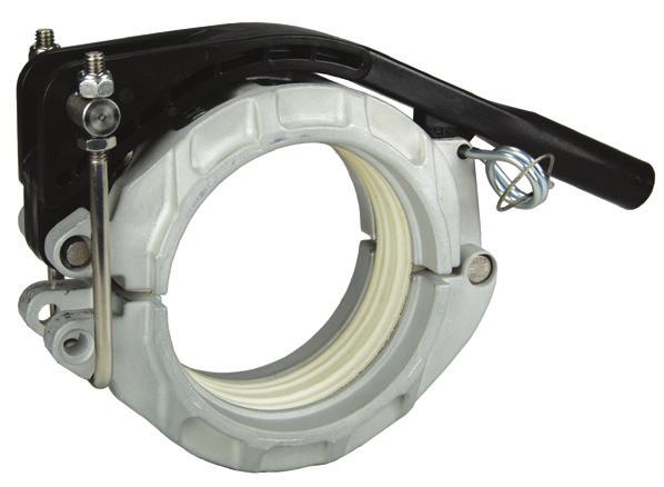 Split gasket: white Buna-N Handle: heavy duty composite Body: forged aluminum Locking mechanism: stainless steel
